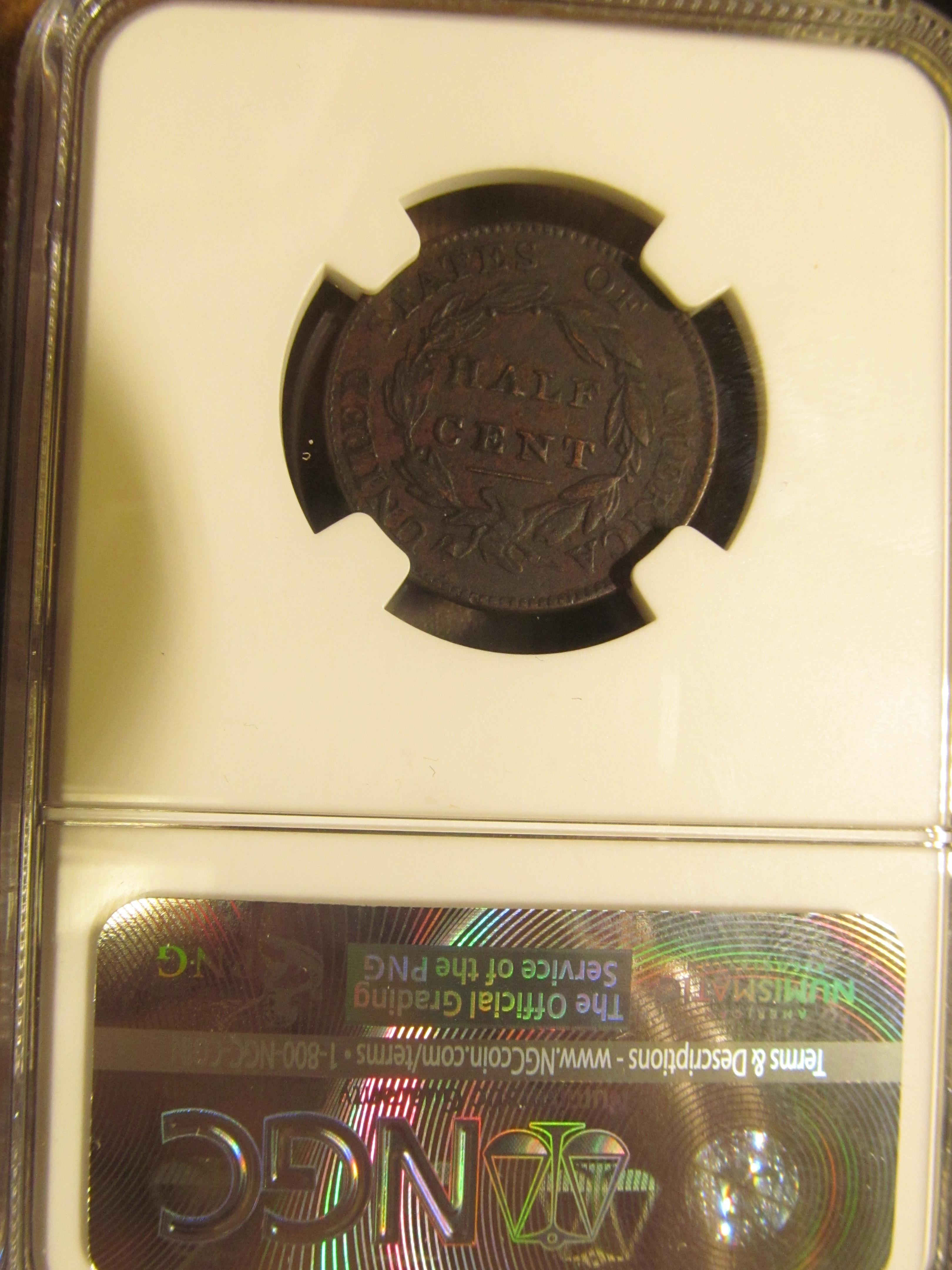 1811 U.S Half Cent, NGC slabbed "1811 WIDE DATE 1/2C C-1 AU details Corrosion". If this coin was not