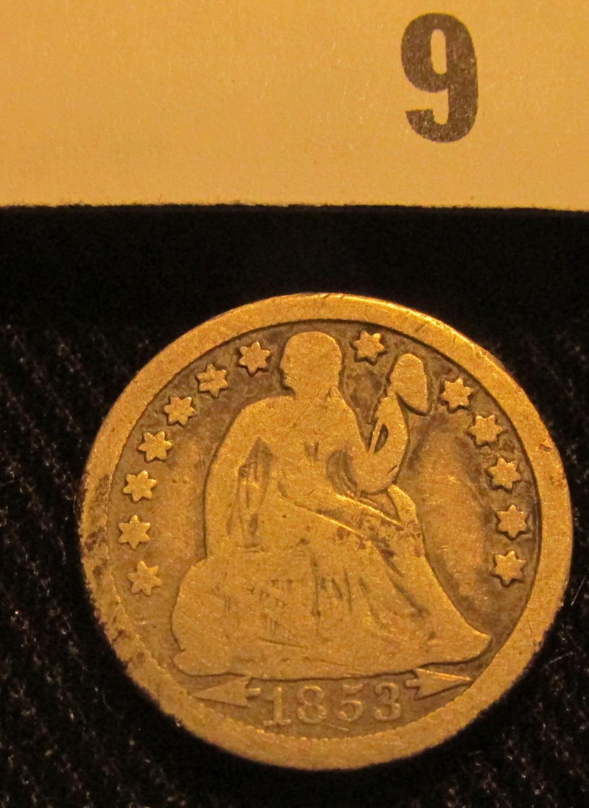 1853 O Liberty Seated Dime.