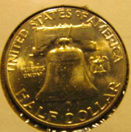 1960 P Franklin Half Dollar, CH BU 64 FBL.