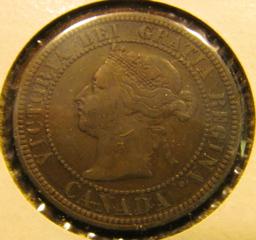 1891 Canada Large Cent, large date, large leaves, F.