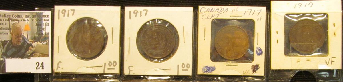 (4) 1917 Canada Large Cents, 2 fine, 2 VF.
