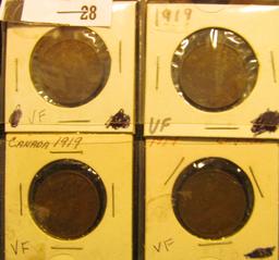(4) 1919 Canada Large Cents, VF.