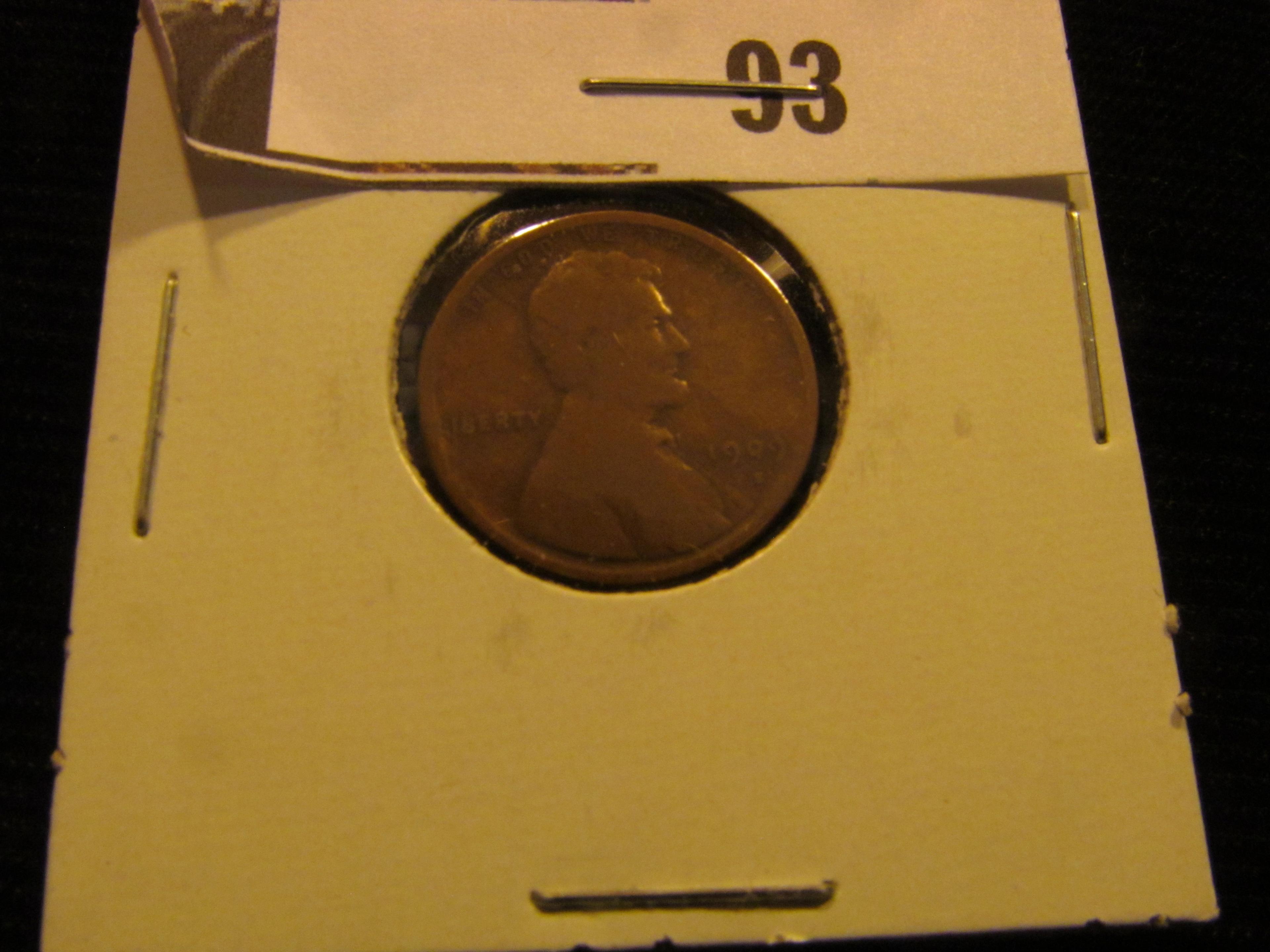 1909 S Lincoln Cent, Rare, Scarce Date. Good.