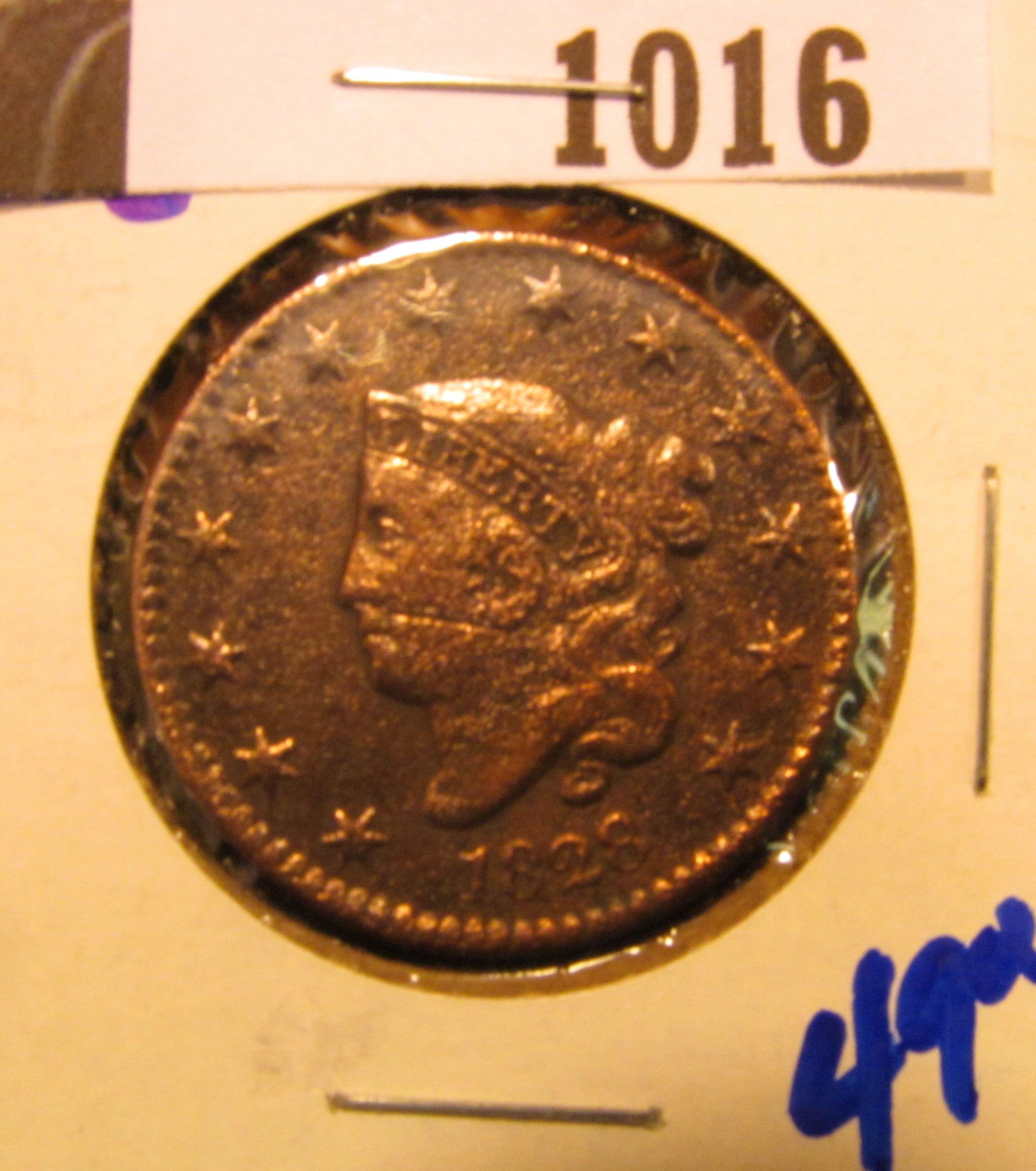 1016.           1828 CORONET HEAD LARGE CENT