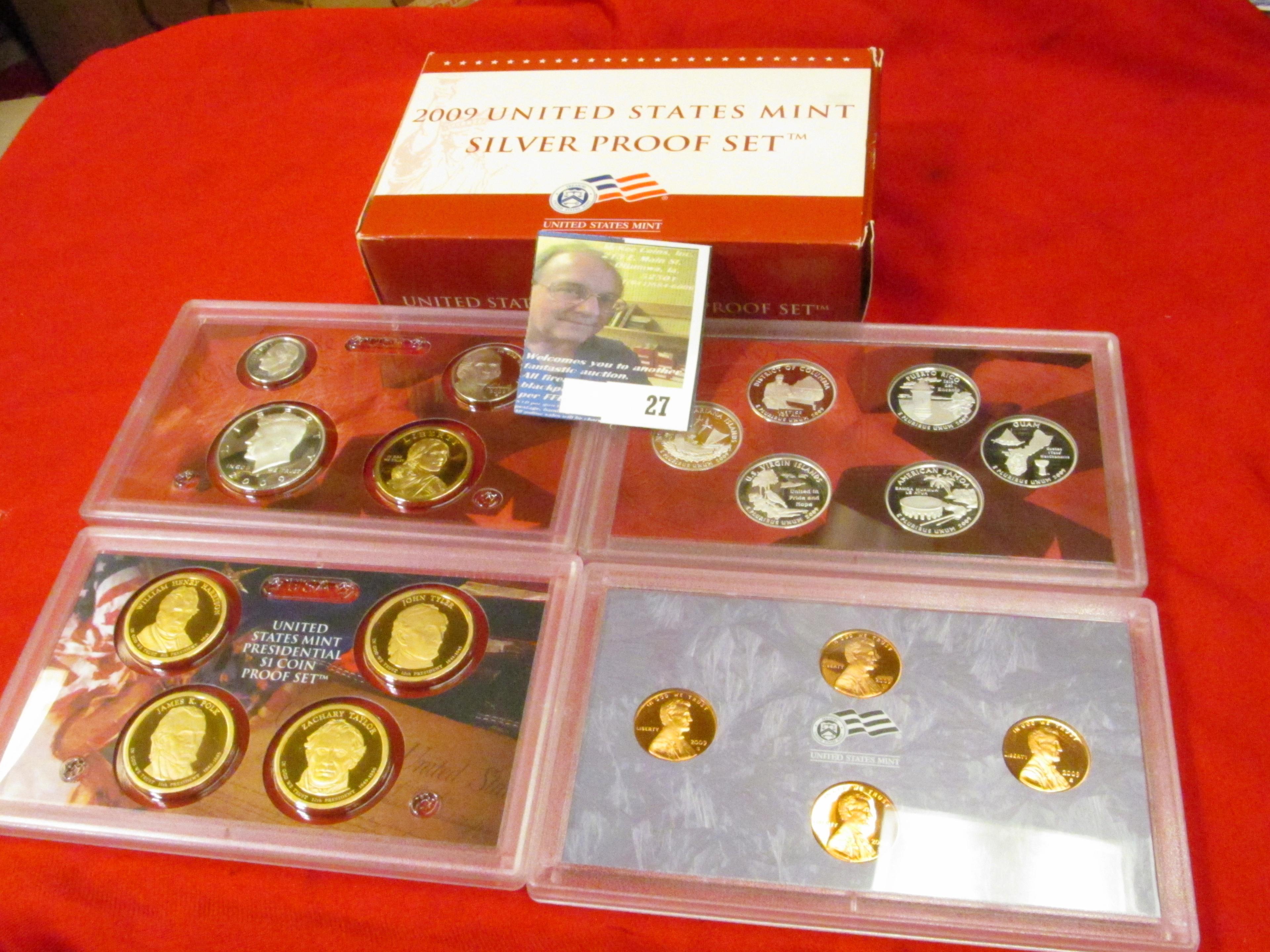 2009 S U.S. Silver Proof Set. 18 pc. In original box and holder as issued.