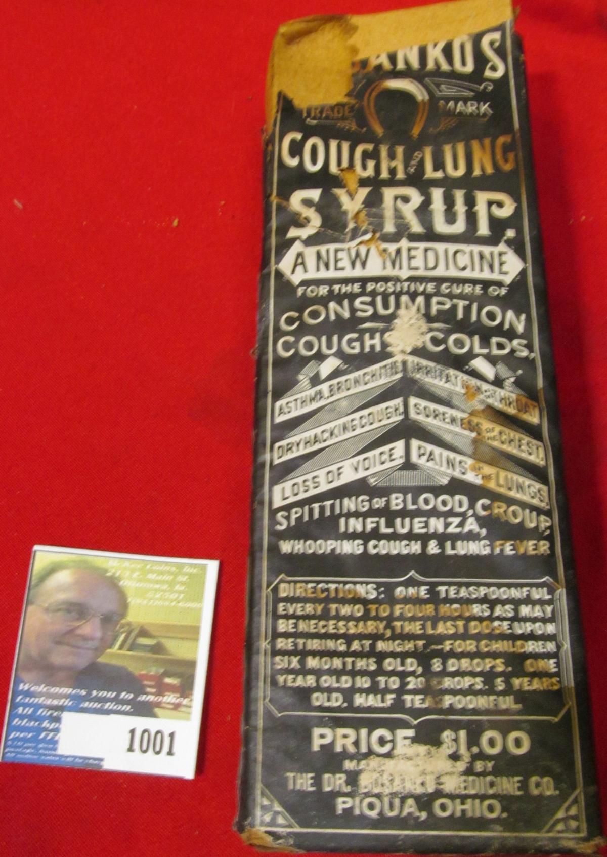 Original Bottle with damaged box of Quack Doctor Medicine. "Dr. Bosanko Medicine Co. Piqua, Ohio". C