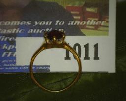 Ladies 14K Gold Size 5 Red Ruby? Ring. Weighs 2.2 grams. No box.