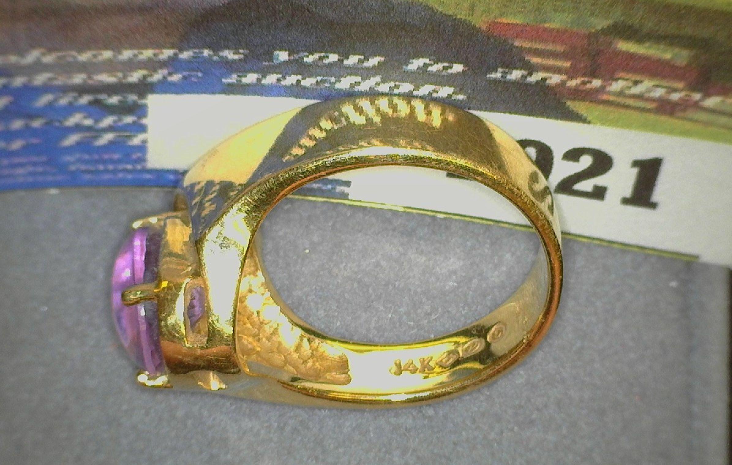 Ladies Size 7 Amethyst Ring, weighs 7 grams. 14K Yellow Gold. Purchased by Dave for Pam at Rhynas Je