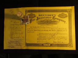 1938 Ten Shares "Security Fire Insurance Company Davenport, Iowa" upper central vignette of Iowa Sea