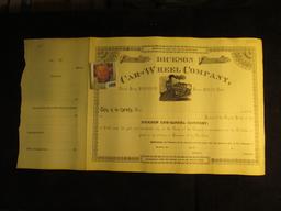 Number 85 Stock Certificate "Dickson Car-Wheel Company…State of Texas" central vignette of a Locomot