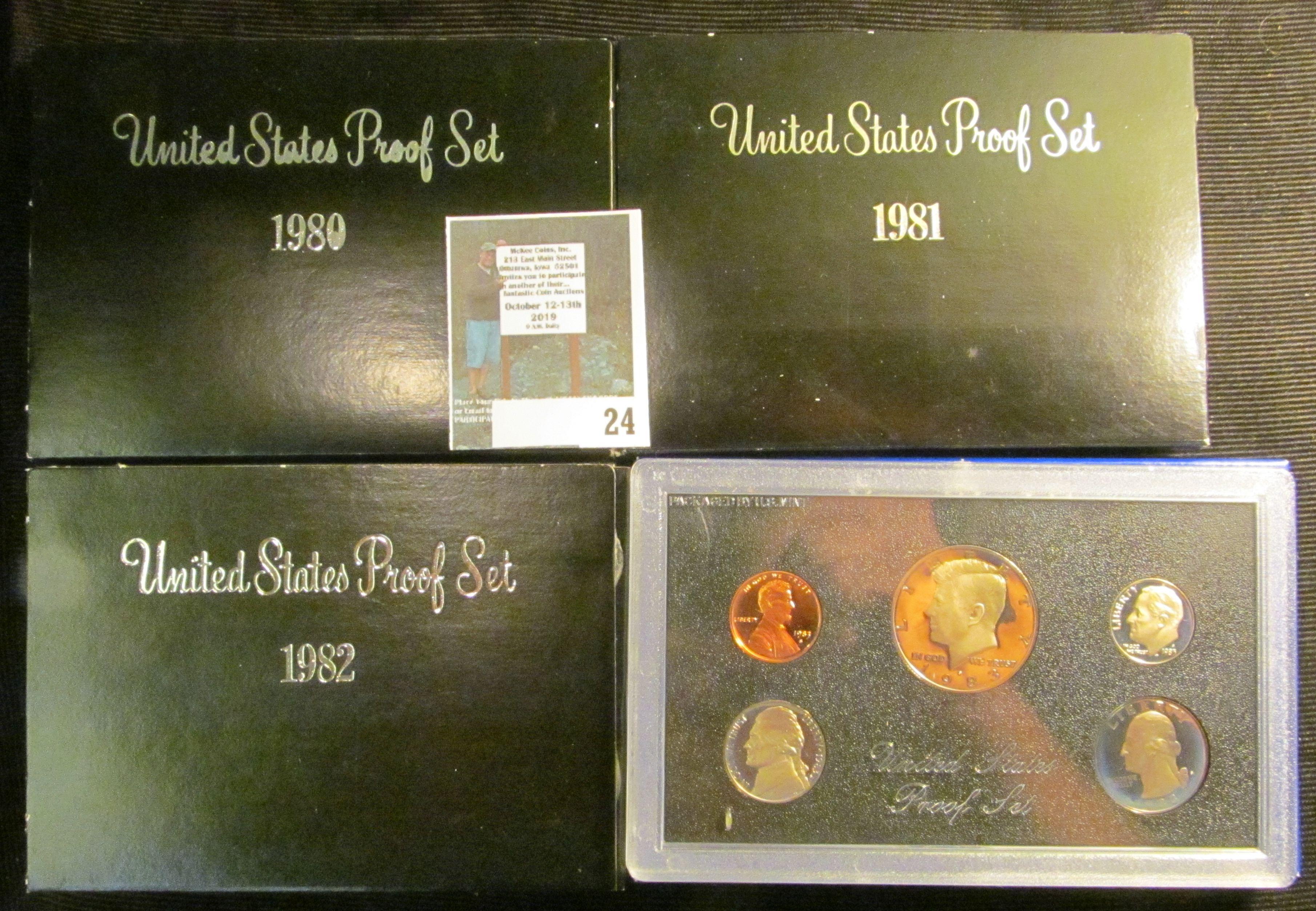 1980 S, 81 S, 82 S, & 83 S U.S. Proof Sets, all original as issued.