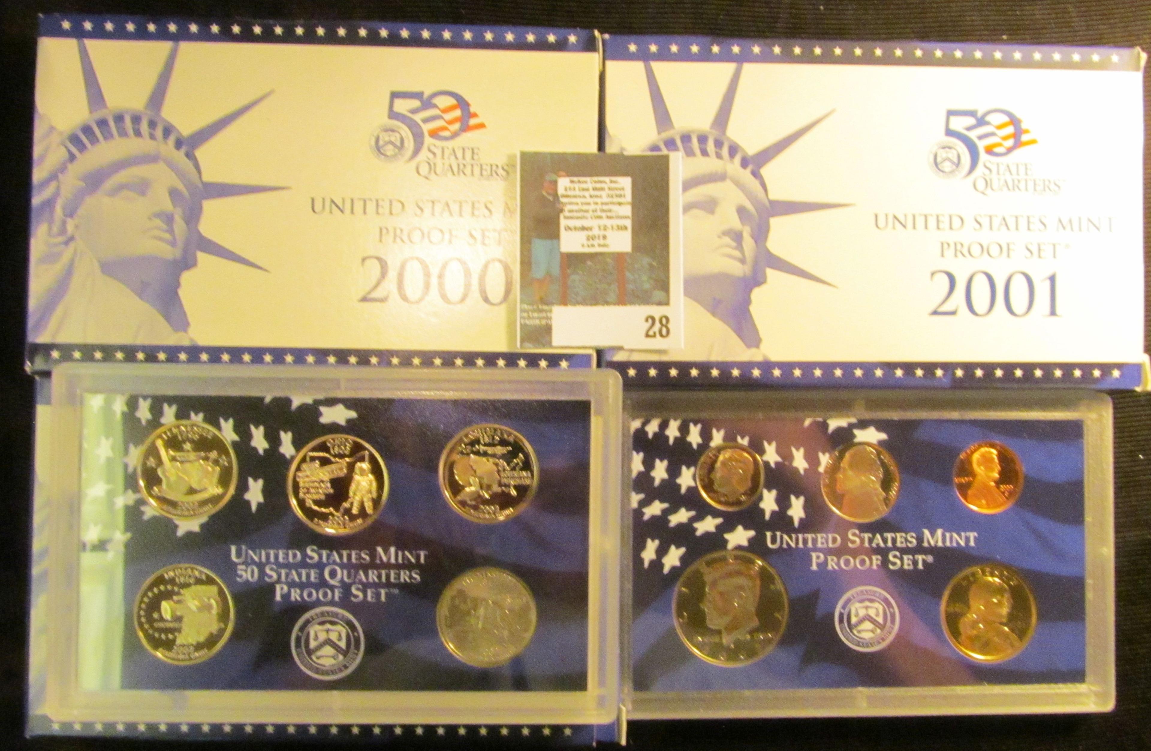 2000 S, 2001 S, & 2002 S U.S. Proof Sets, all original as issued.