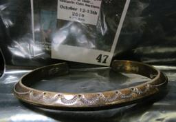 Sterling cuff style Native American Reservation bracelet, inside edge is signed 5.5 STERLING LAG-ZUN