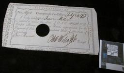 Feb. 24, 1789 Pay Check No. 1672 from the Comptroller's Office to "Isaac Miller is entitled to rece