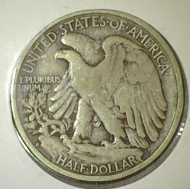 1937-S Walking Liberty Half Dollar, VF, value $16"