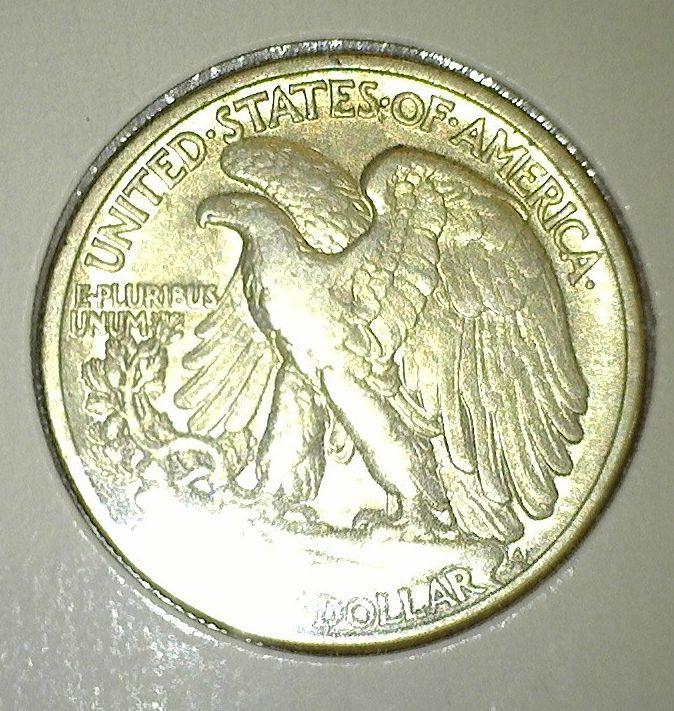 1938-D Walking Liberty Half Dollar, XF, key date, low mintage, value $160"