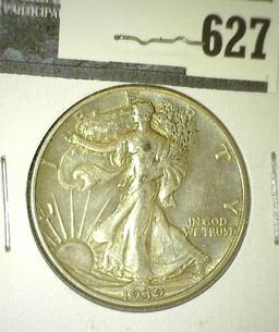 1939 Walking Liberty Half Dollar, AU, value $26"