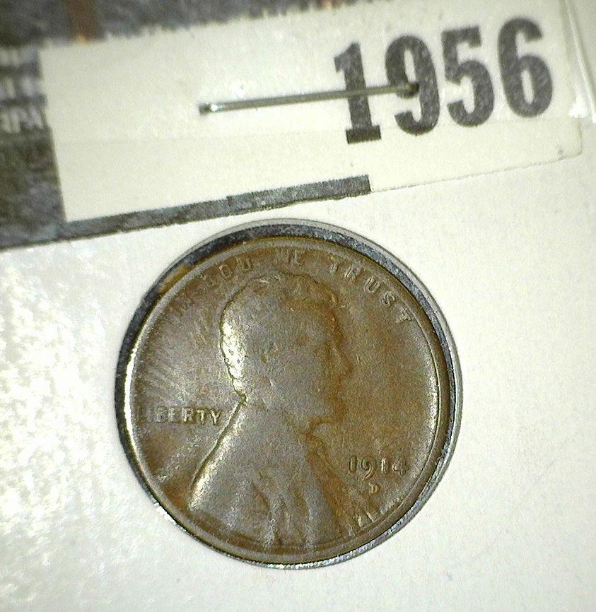 1914 D Lincoln Cent, VG. Key date.