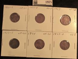 1921S VF, 22D AG, 23P VF, 23S VF, 24P VF, & 24D VG Lincoln Cents, all scarcer dates in these grades.