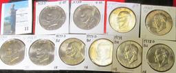 (10) Brilliant Uncirculated Eisenhower Dollars including a couple of scarce 1973 D & 76 P Type One I