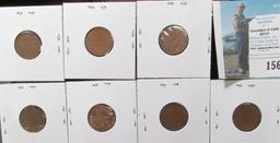 1910 S, 13 S, 14 S, 15 P, 15 S, 22 Weak D, & 24 D Keydate Lincoln Cents grading Good to Fine.