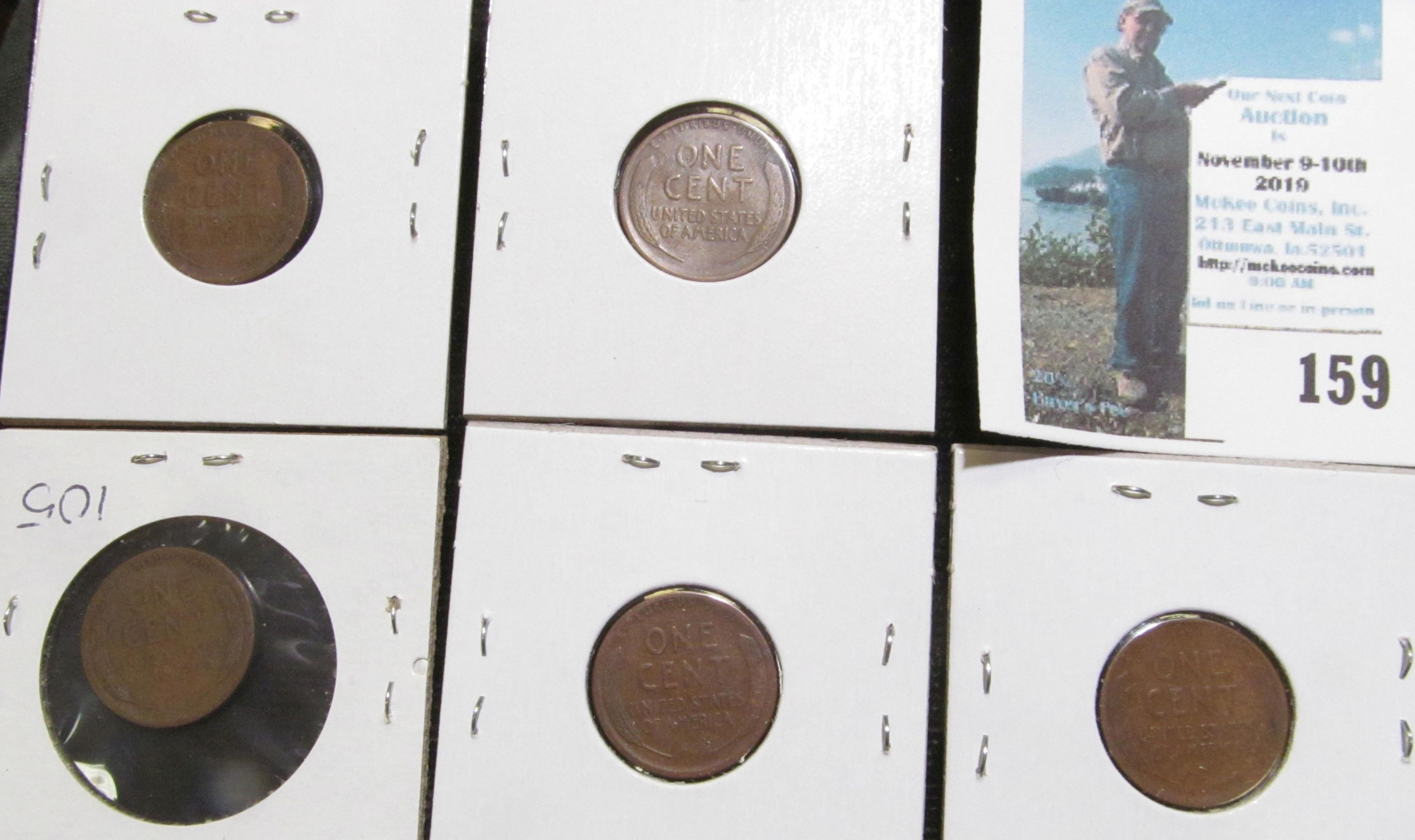 1910 S, 13 S, 14 S, 15 S, & 24 D Keydate Lincoln Cents grading Good to Fine.