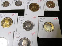 (10) different U.S. Proof Singles from Dimes to Dollars.