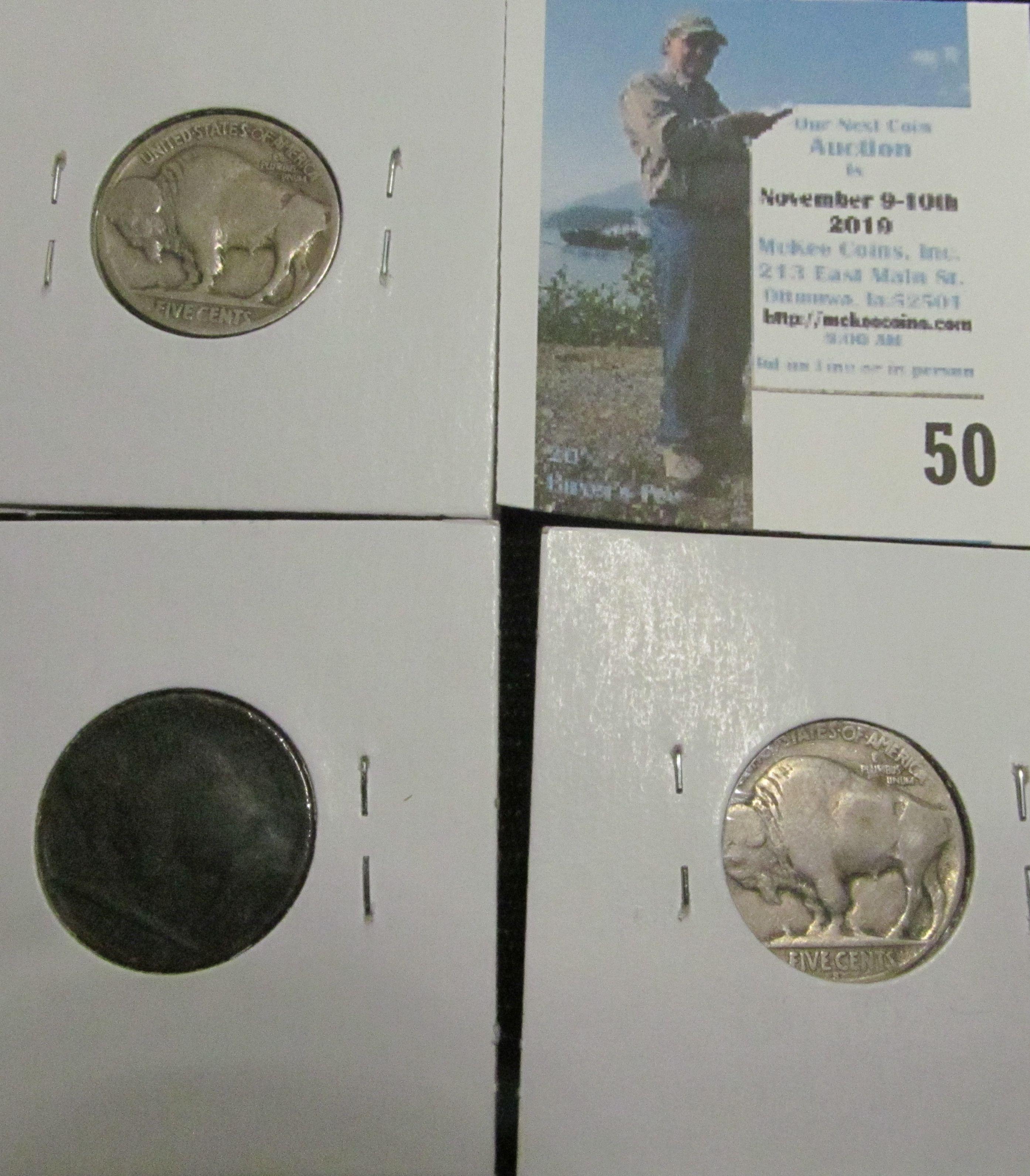 1919 P, D, & S Buffalo Nickels. Scarce.