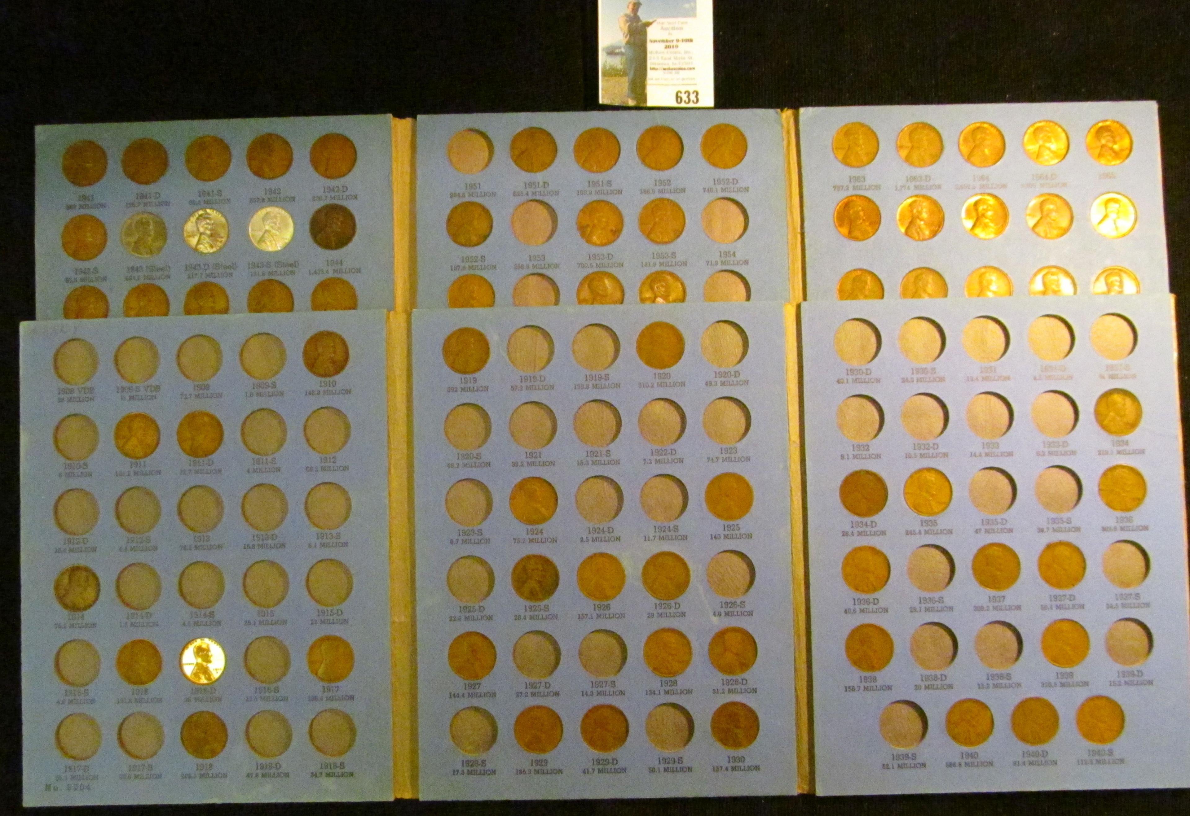 Pair of Blue Whitman Lincoln Cent Folders with coins dating back to 1910.