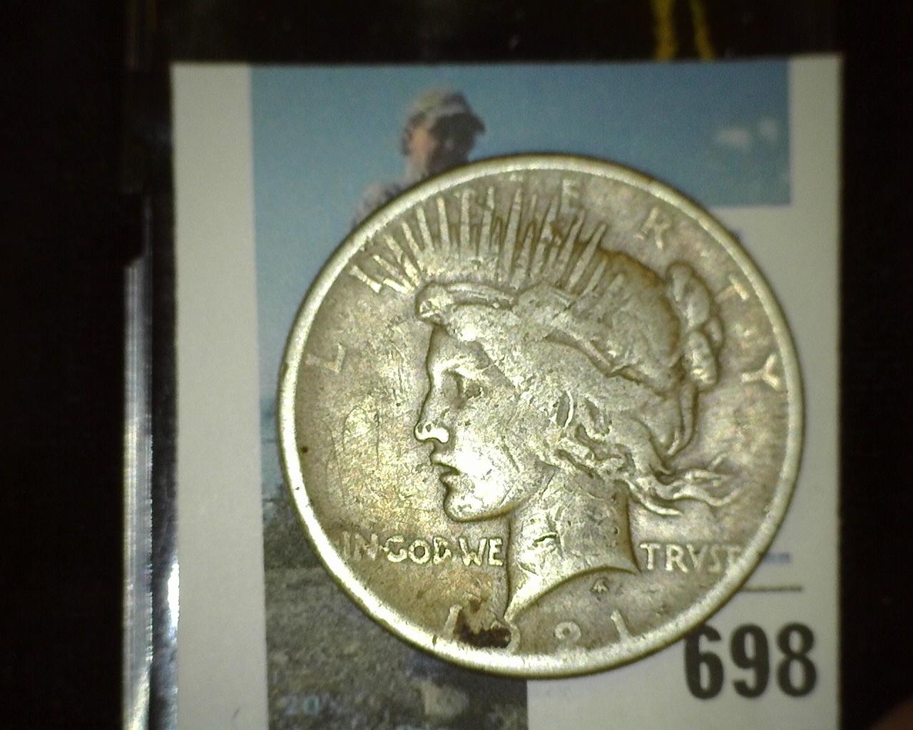 1921 P U.S. Peace Silver Dollar, key date.