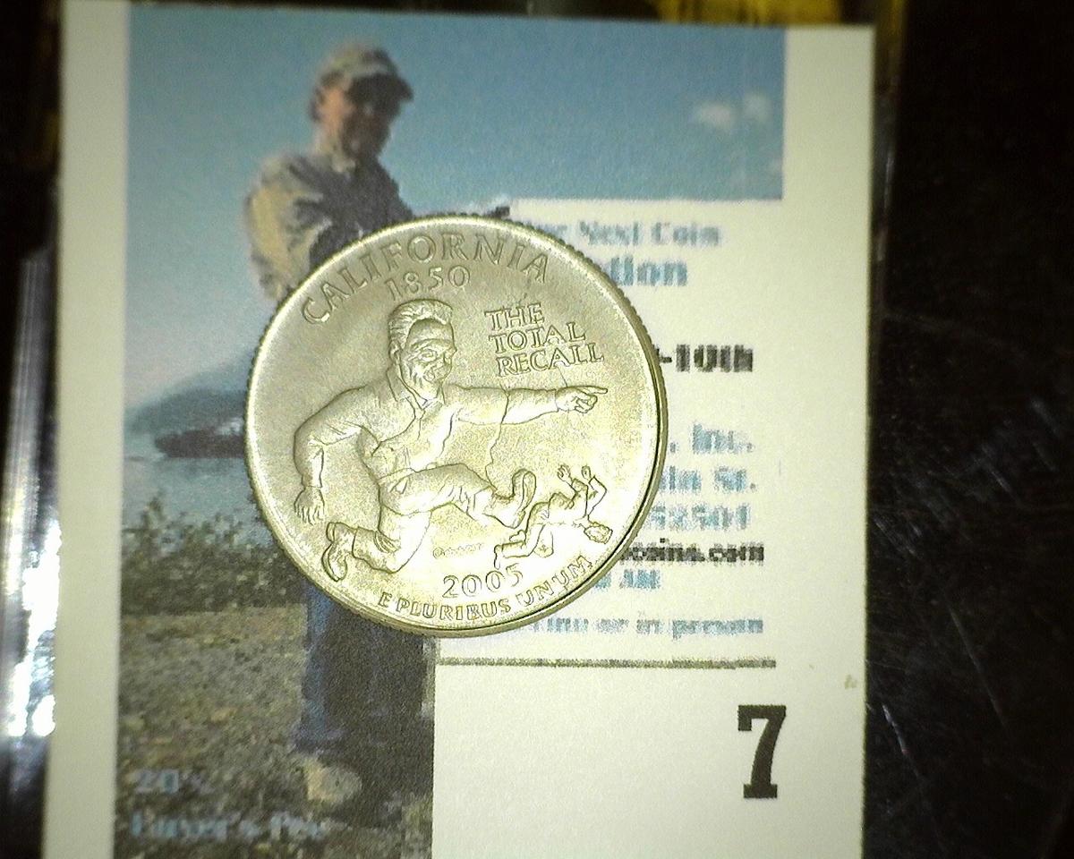 2005 Arnold Swartzeneger "Total Recall Head Quarters" Parody Coin.