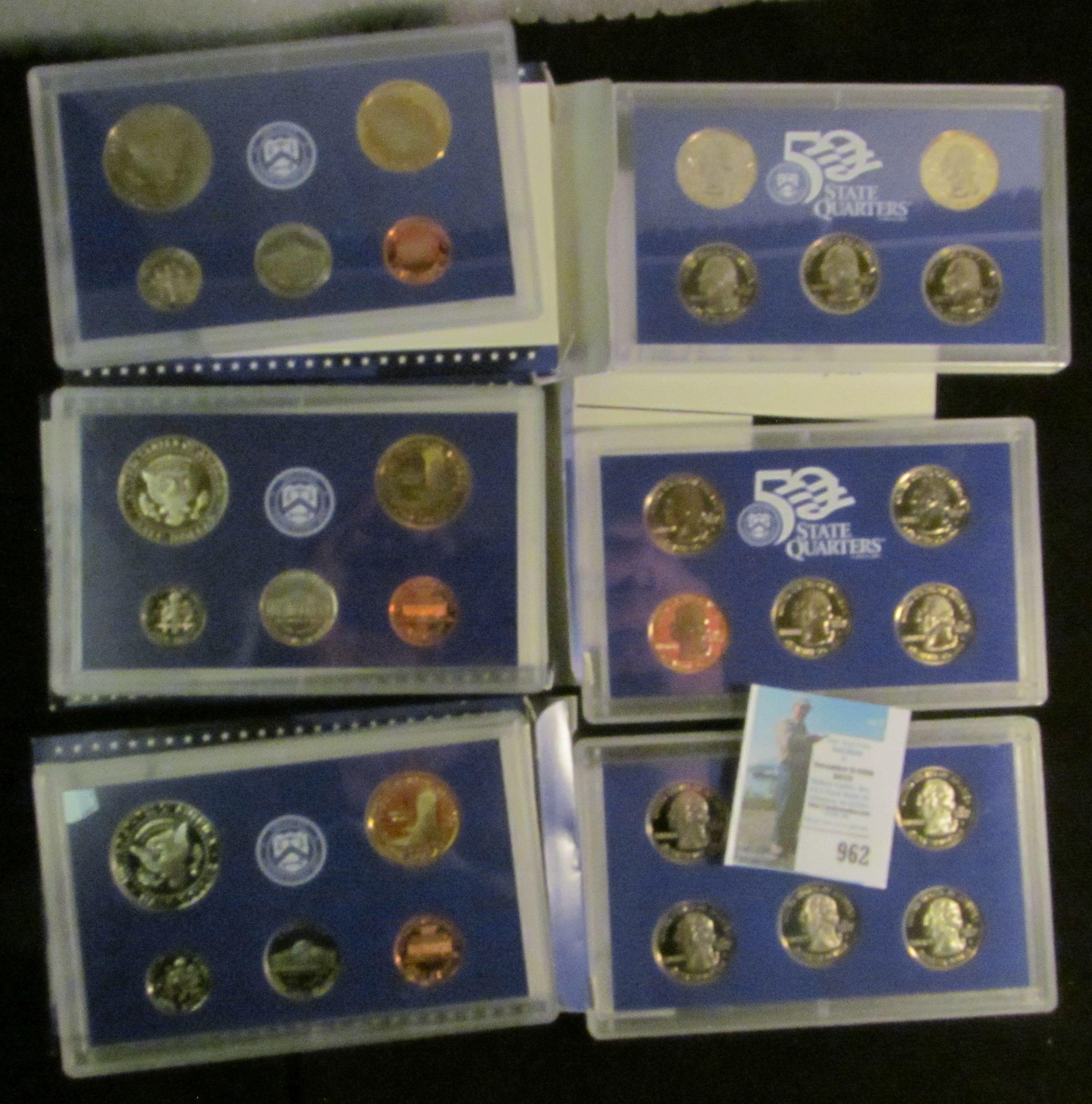 2000 S, 2001 S, & 2002 S U.S. Proof Sets, all original as issued.