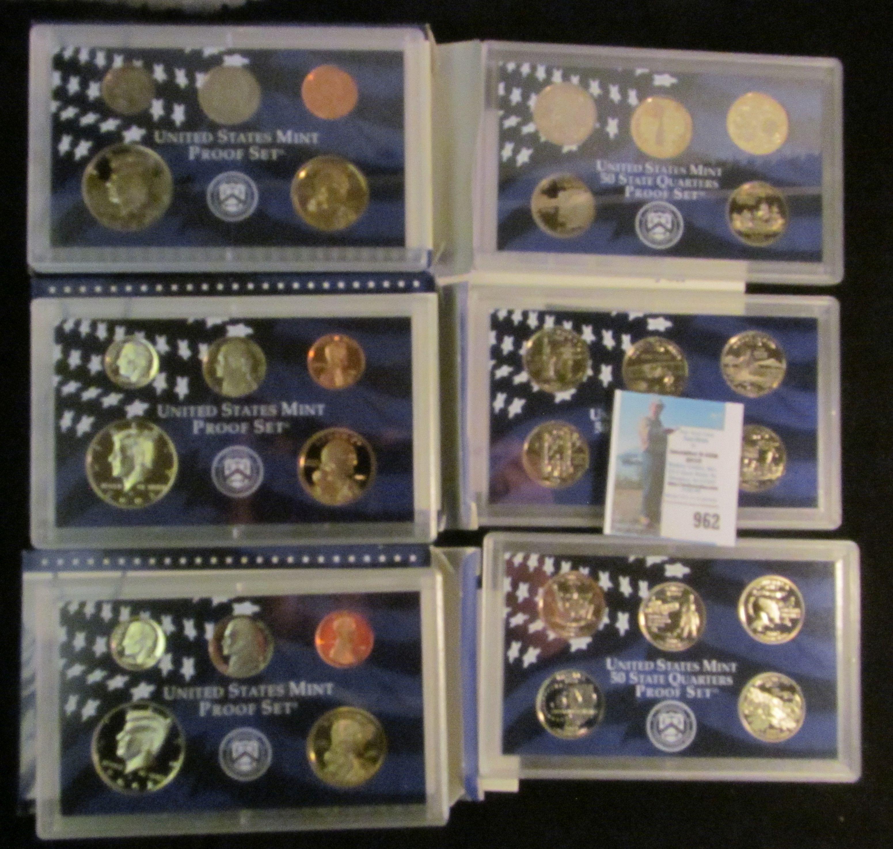 2000 S, 2001 S, & 2002 S U.S. Proof Sets, all original as issued.