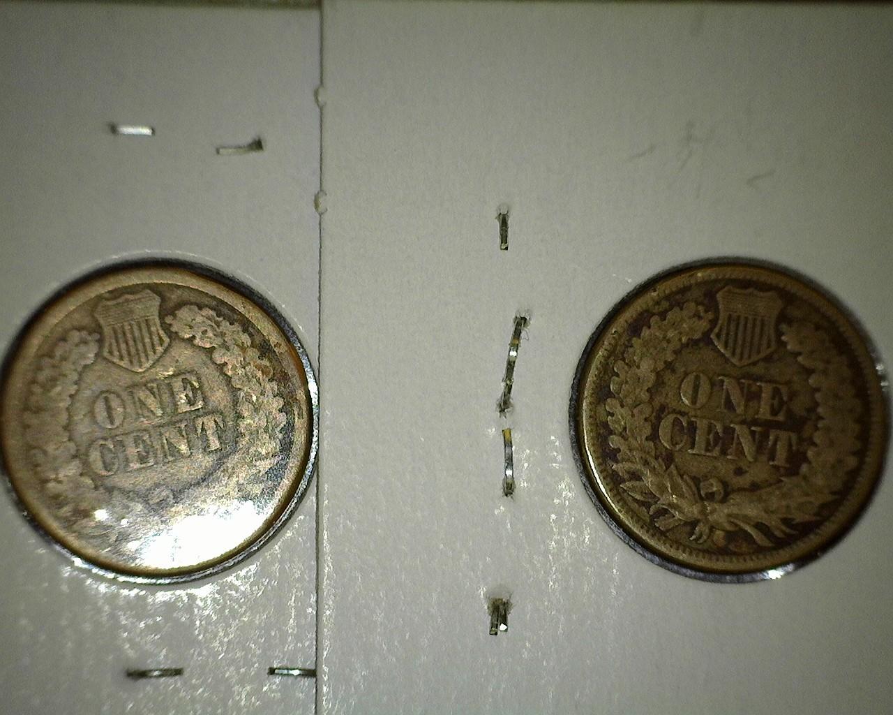 Pair of 1860 Indian Head Cent with grades up to Fine.