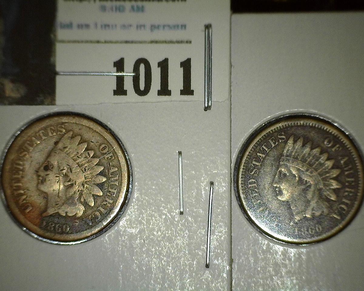 Pair of 1860 Indian Head Cent with grades up to Fine.