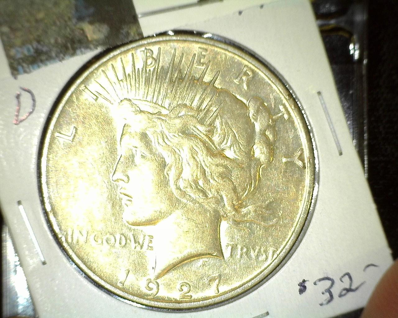 1927 D U.S. Silver Peace Dollar. Super nice.