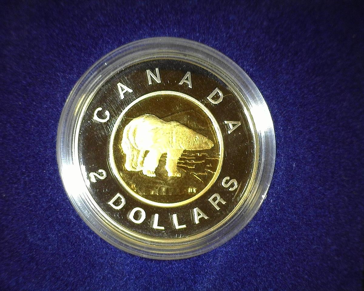 1996 Canada Two Dollar Proof Polar Bear Dollar in original case as issued.