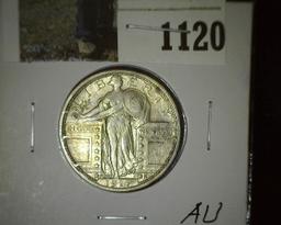 1917 D Type One (Bare Breast) Standing Liberty Quarter, lots of flash and a very scarce date.