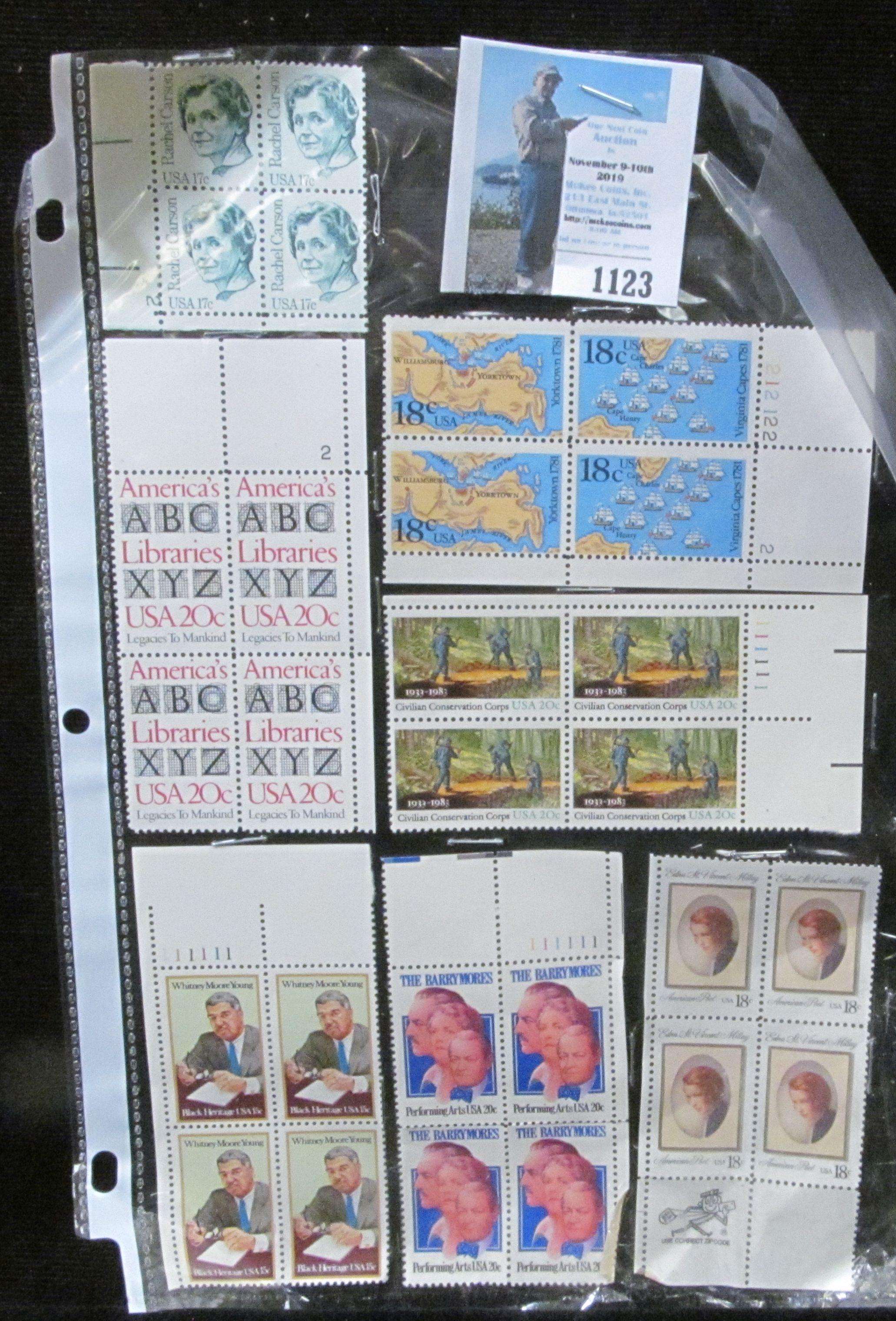 (7) Mint Blocks of Stamps with a face value of $5.12.