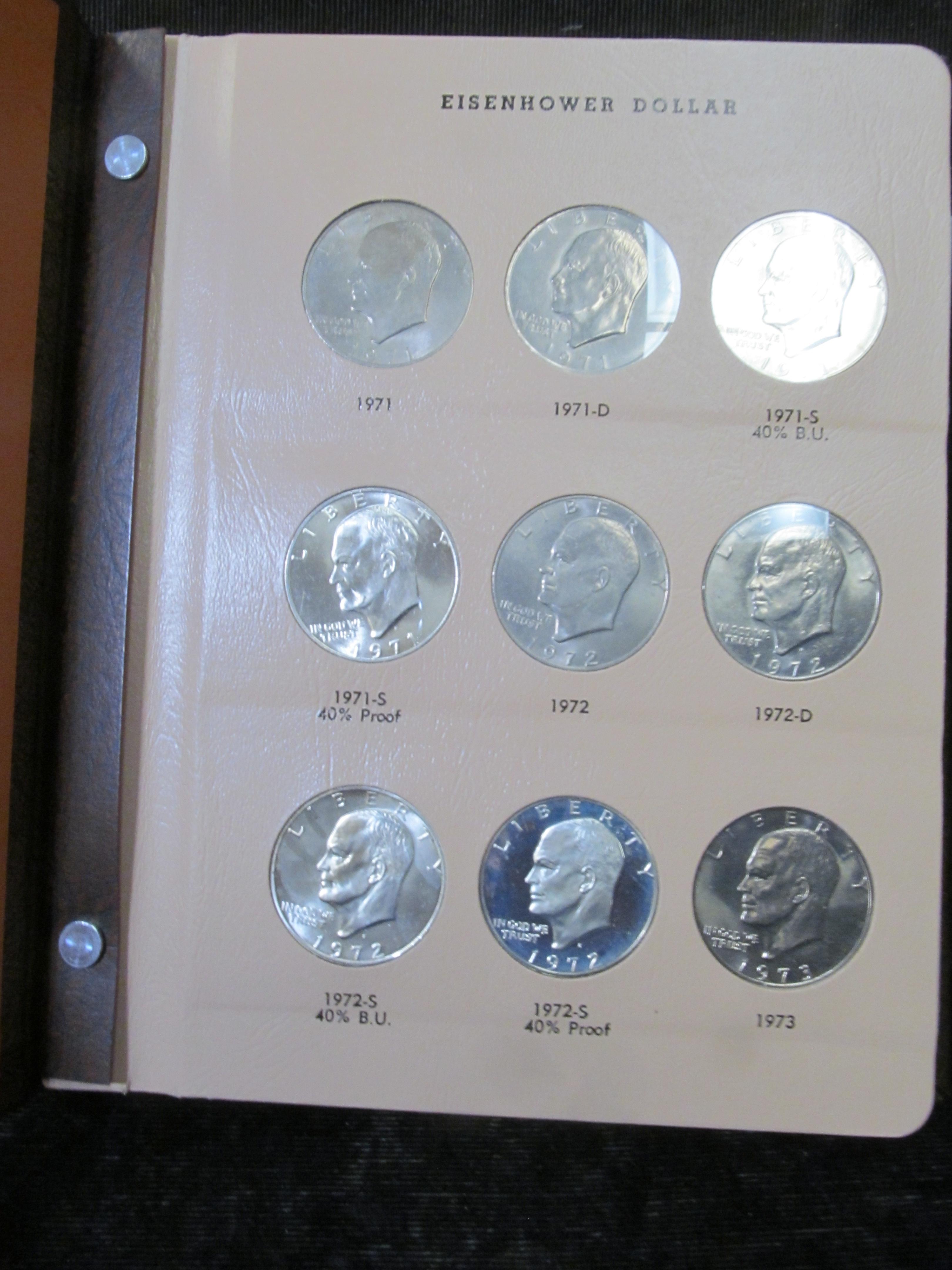 1971-78 Complete Set of Eisenhower Dollars in a World Coin Library Album.  Includes all the Silver i