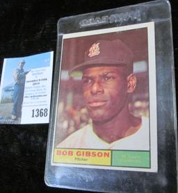 1961 Topps # 211 Bob Gibson Baseball Card in a hard plastic case. Never been graded.