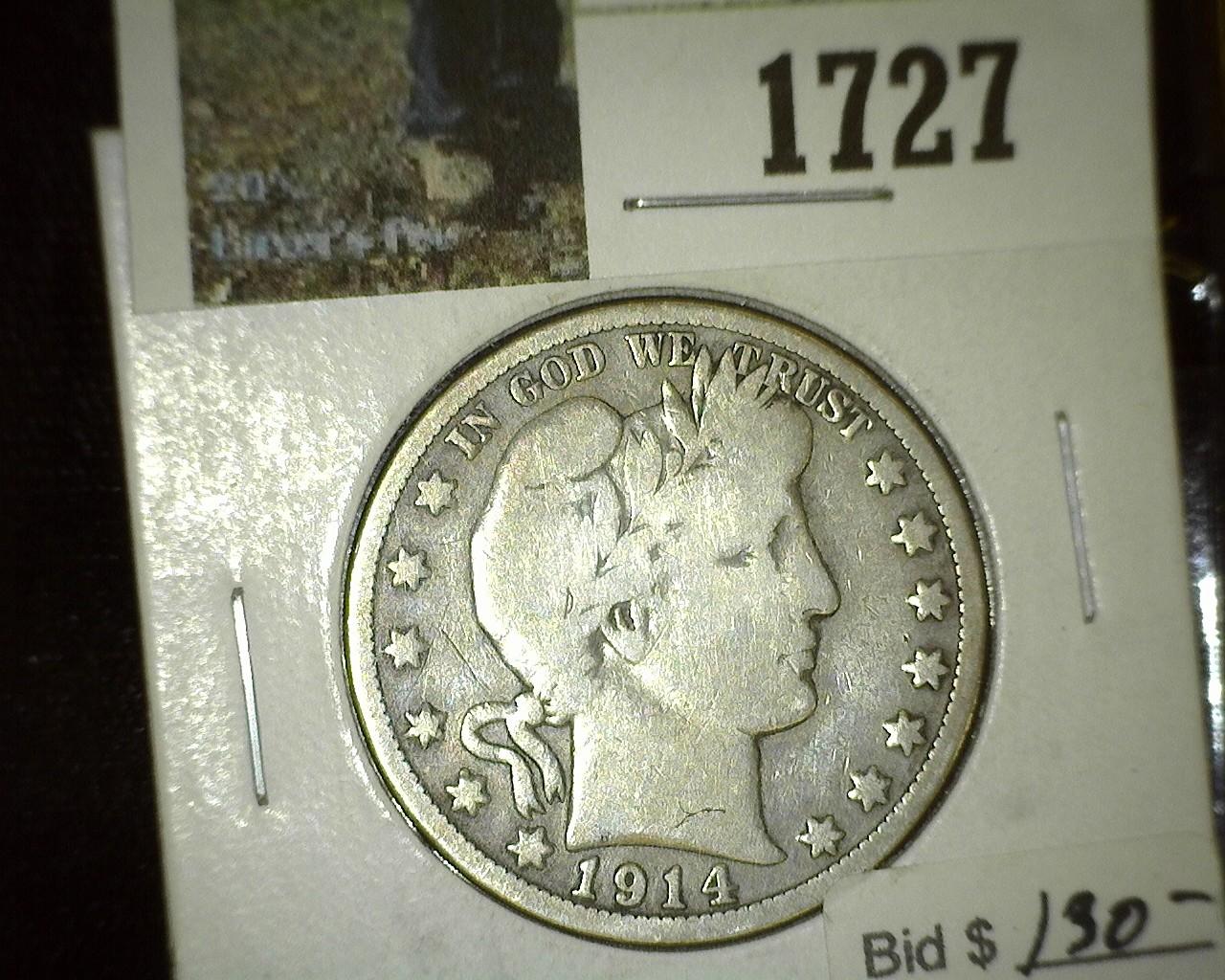 1914 P Barber Half Dollar, VG.