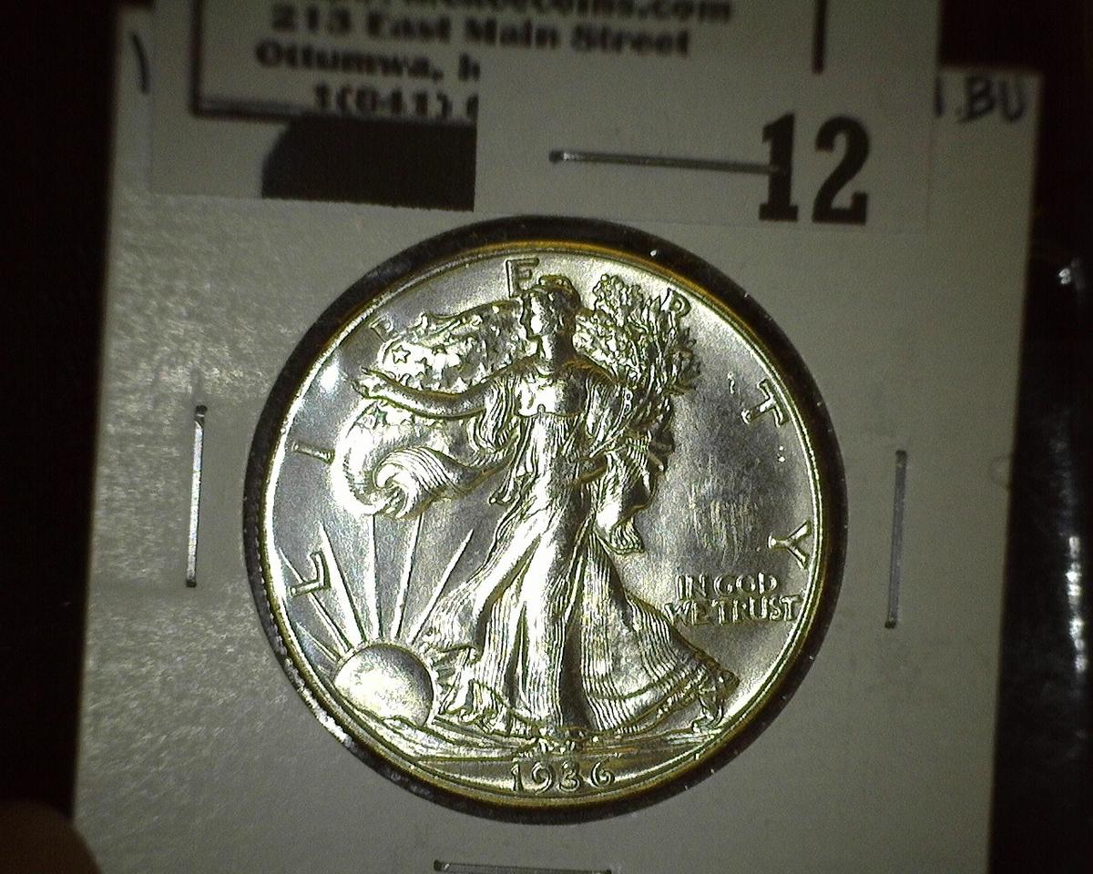 1936 D Walking Liberty Half Dollar, Super Brilliant.