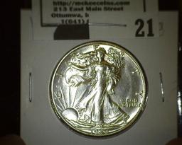 1939 S Walking Liberty Half Dollar, Super Brilliant.