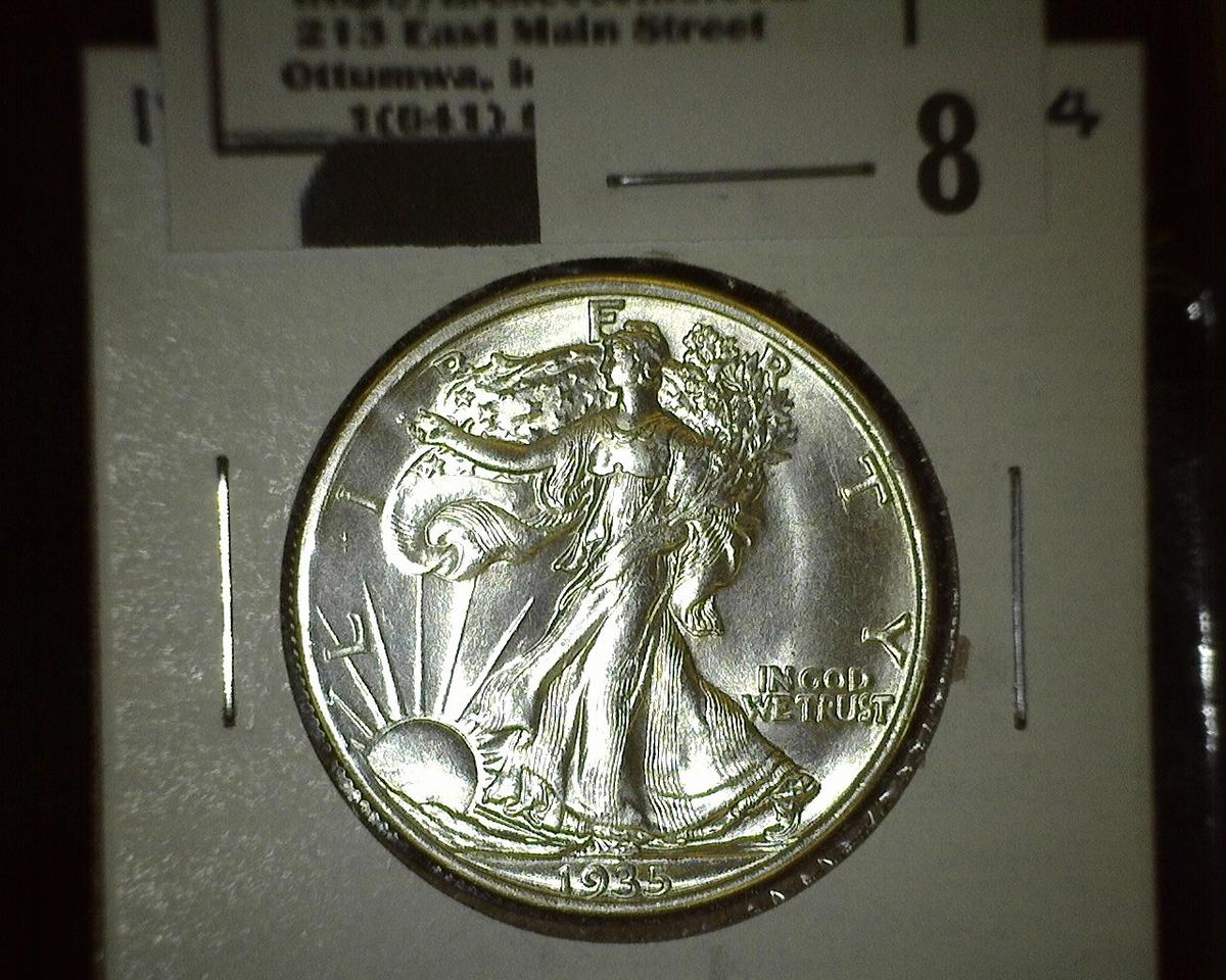 1935 P Walking Liberty Half Dollar, Super Brilliant.