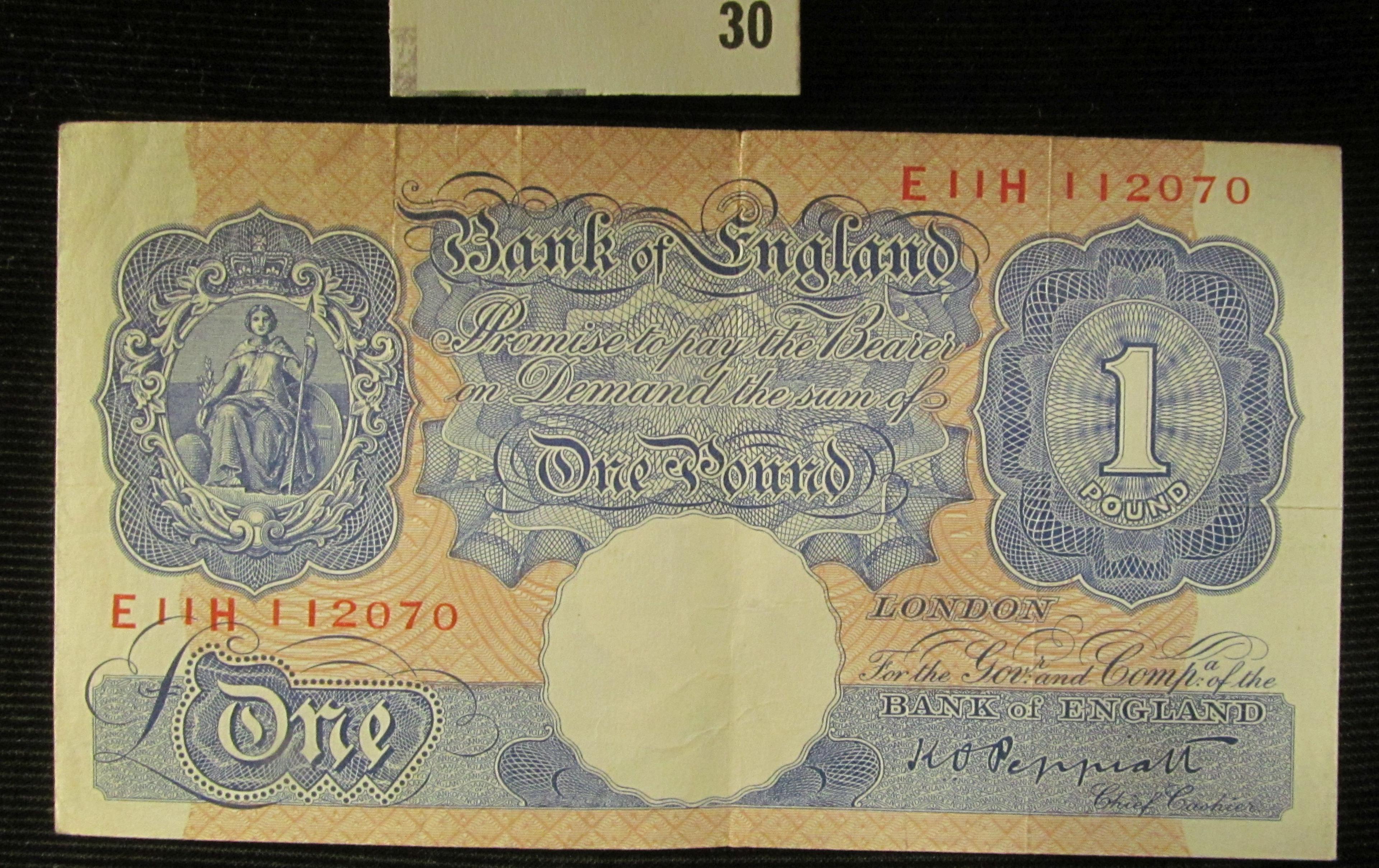 Bank of England One Pound Banknote, EF.