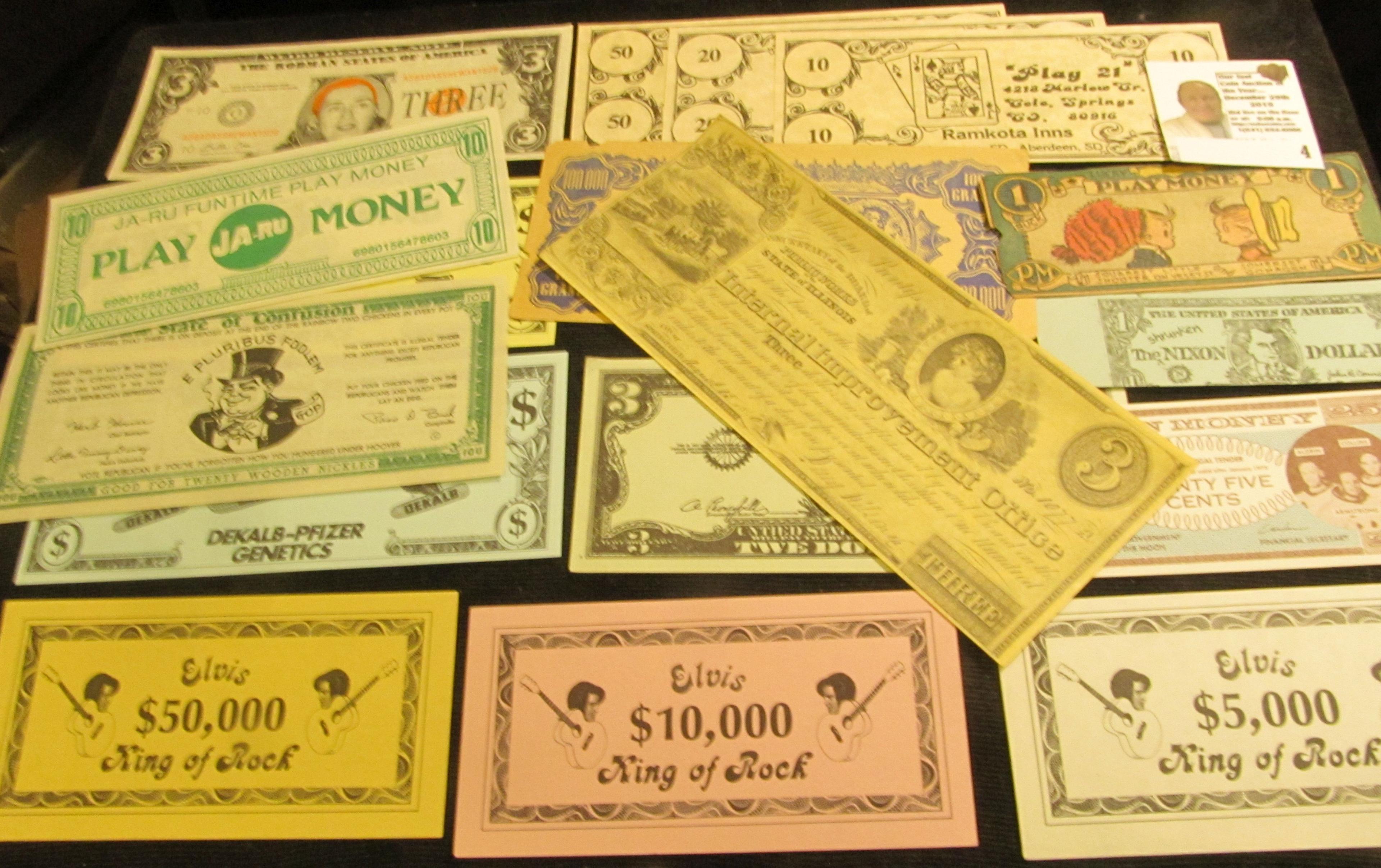 Large Group of Advertising, Political, and Satirical Currency.