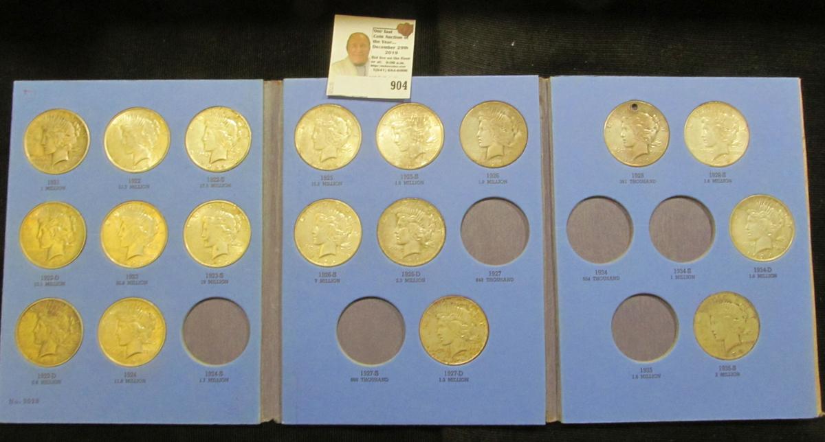 No. 9028 blue Whitman folder "Peace Type Silver Dollar Collection…" containing 1921P, 22P, D, S, 23P