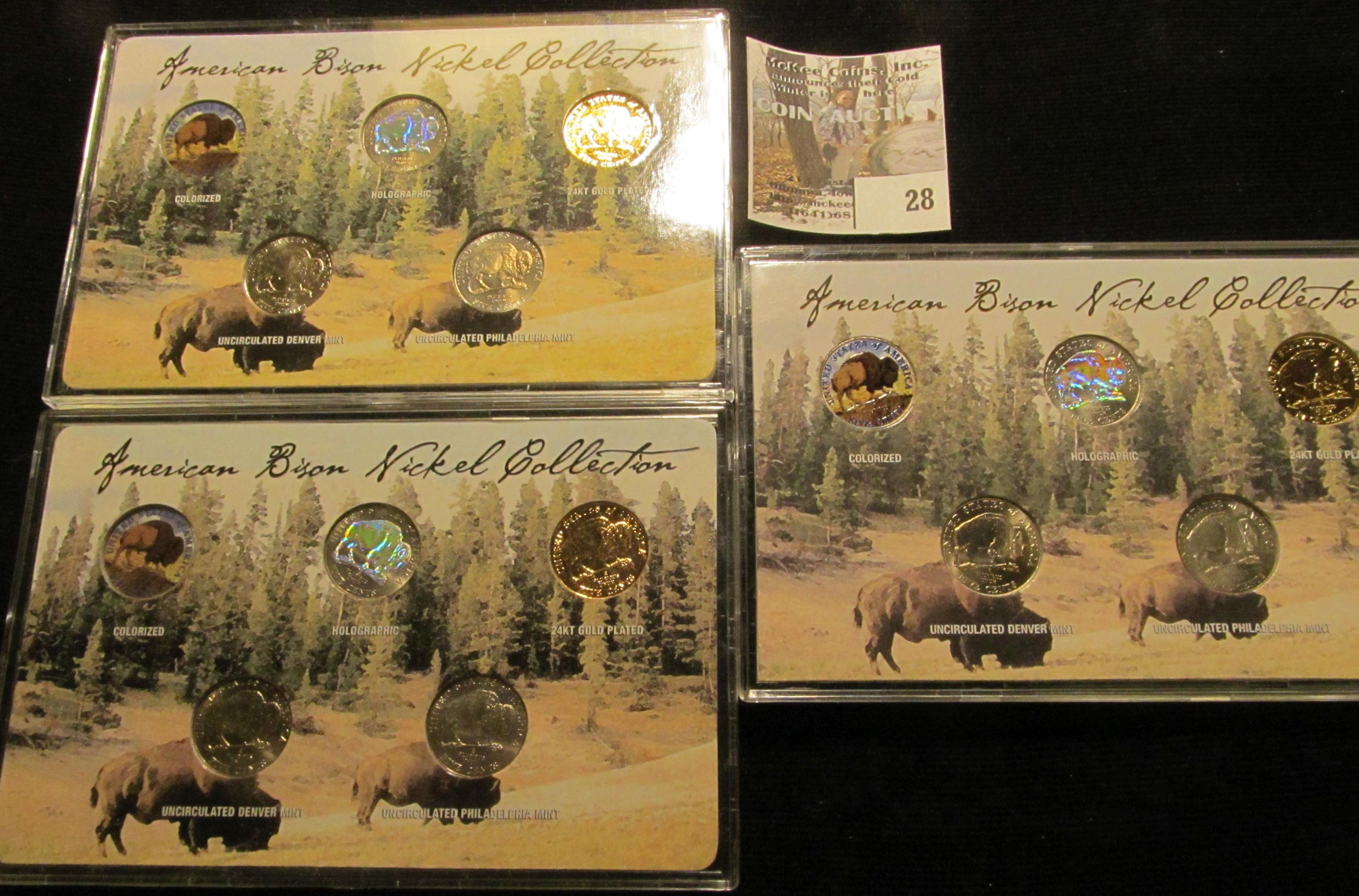 (3) Complete "American Bison Nickel Collection(s)" in holders. All include colorized, Holographic, 2