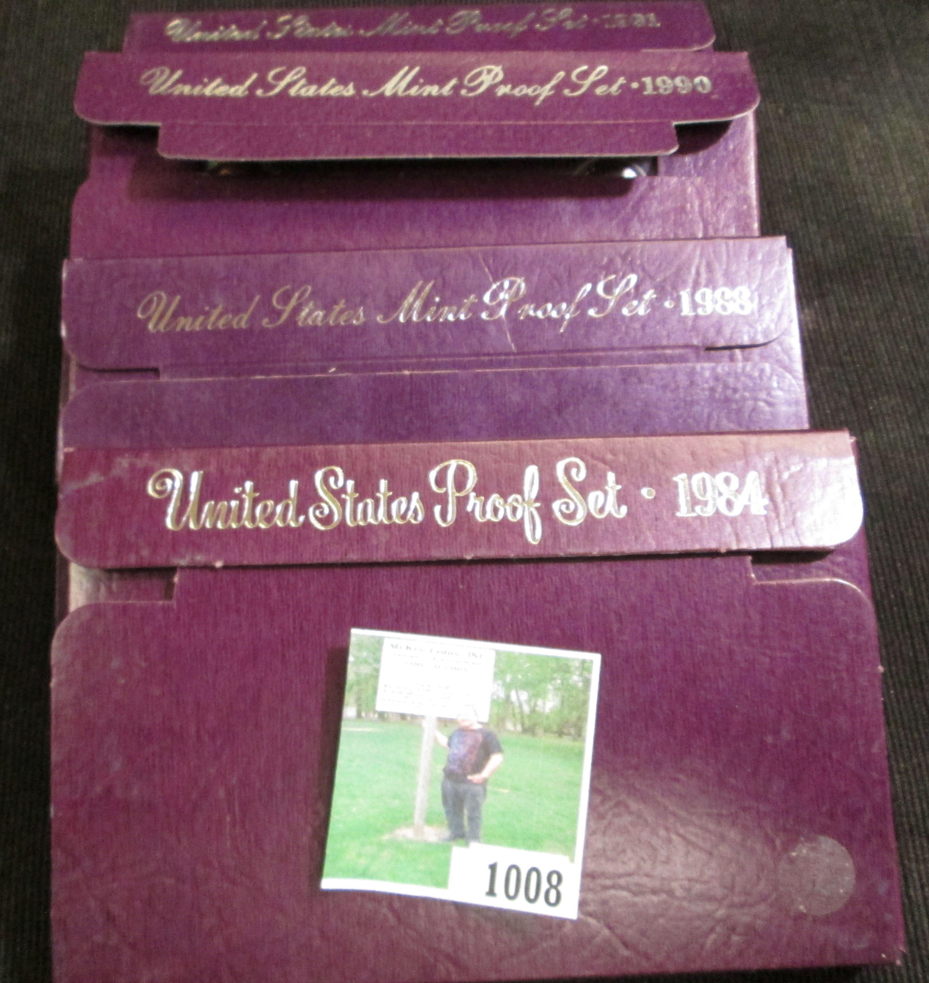 1984 S, 1988 S, 1990 S, & 1991 S U.S. Proof Sets in original boxes of issue.